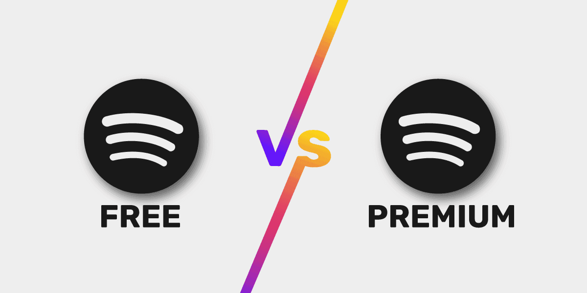 Spotify Free versus Spotify Premium feature comparison graphic