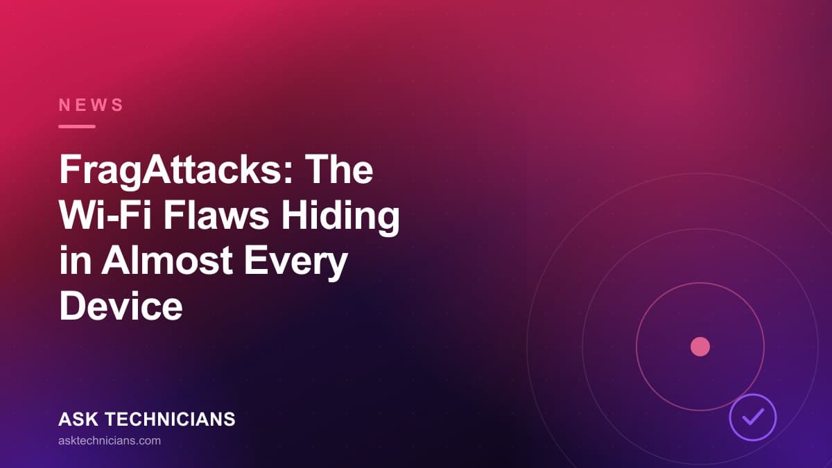 Illustration of FragAttacks Wi-Fi vulnerabilities affecting routers, laptops, and mobile devices