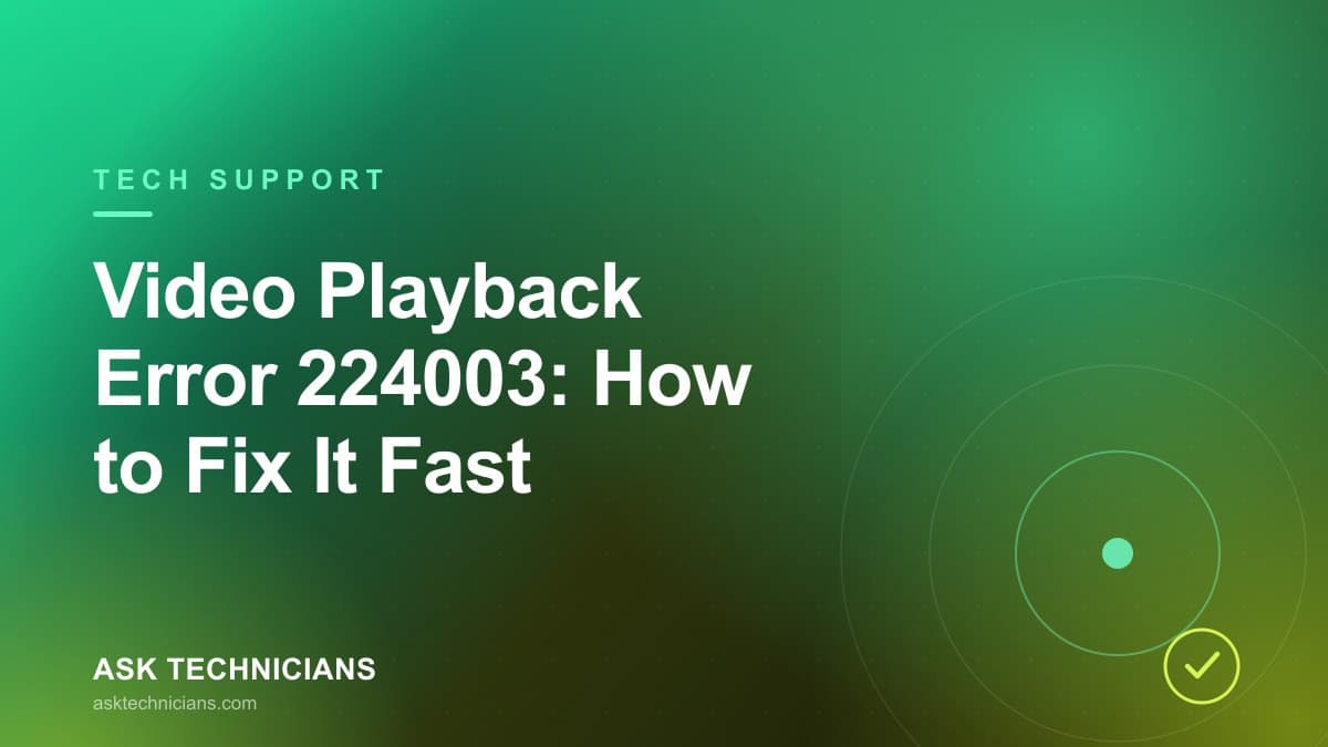 Video playback error 224003 shown on a browser video player