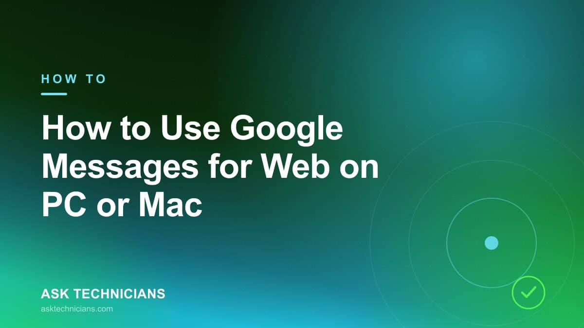 Google Messages for web open in a browser on a laptop next to an Android phone displaying a QR code